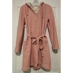 VICTORIA'S SECRET COZY‎ PLUSH SHERPA LINED VINTAGE HOODIE PINK ROBE SIZE S